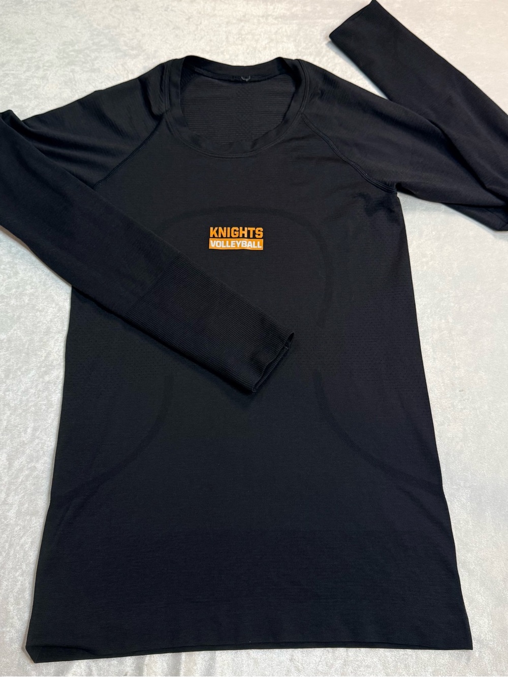 Lululemon Black, Long Sleeve, Compression Top with “Knights Volleyball” Logo